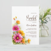 Invitation Rustic Pink Orange Floral Bridal Shower (Debout devant)