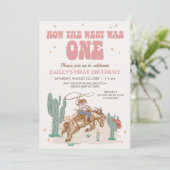 Invitation Rustic Pink Retro Comment West a été un 1er annive (Debout devant)