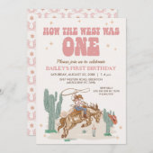 Invitation Rustic Pink Retro Comment West a été un 1er annive (Devant / Derrière)