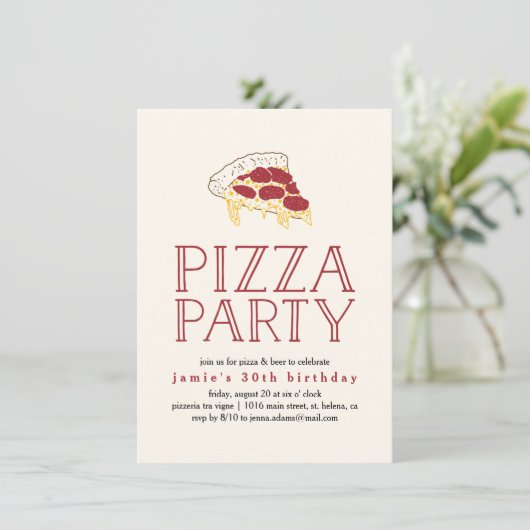 Invitation Rustic Pizza Party (Debout devant)