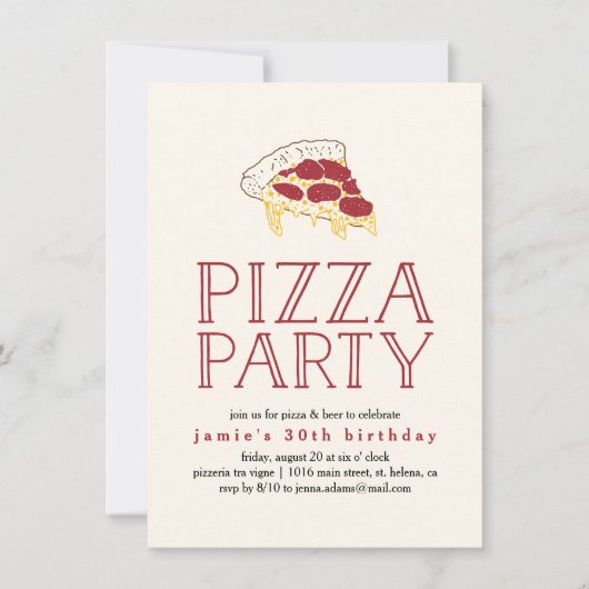 Invitation Rustic Pizza Party (Devant)