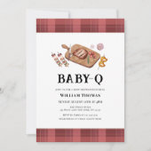 Invitation Rustic Plaid Country Baby Q Baby shower (Devant)