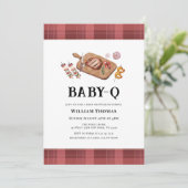 Invitation Rustic Plaid Country Baby Q Baby shower (Debout devant)