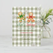 Invitation Rustic Plaid Gingerbread Snowflake Baby Shower (Debout devant)