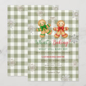 Invitation Rustic Plaid Gingerbread Snowflake Baby Shower (Devant / Derrière)