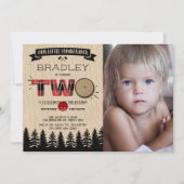 Invitation Rustic Plaid Lumberjack Boys 2e photo d'anniversai (Devant)