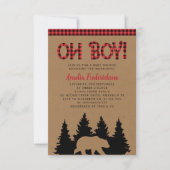 Invitation Rustic Plaid Ours Oh Baby shower garçon (Devant)