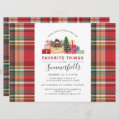 Invitation Rustic Plaid Red Christmas cadeau Swap Party (Devant / Derrière)