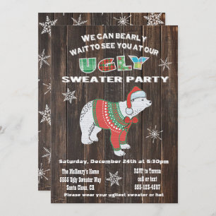 Invitation Rustic Polar Bear Fête de Sweat moche