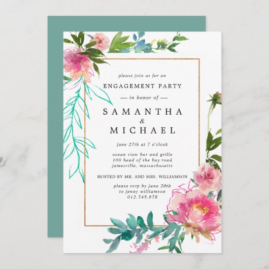 Invitation Rustic Pony Floral (Devant / Derrière)