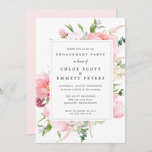 Invitation Rustic Pony Floral (Devant / Derrière)