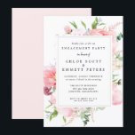 Invitation Rustic Pony Floral<br><div class="desc">De belles pivoines roses créent un cadre floral élégant pour cette invitation à la fête de fiançailles. Le feuillage vert ajoute à l'agencement floral. L'arrière de l'invitation de la partie de fiançailles est d'un rose pâle. Cet article fait partie de la collection Rustic Pink Peony. Il contient les modèles dont...</div>
