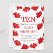 Invitation Rustic Poppy 10e anniversaire Fleur sauvage Rouge (Devant)
