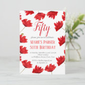 Invitation Rustic Poppy 50e anniversaire Fleur sauvage Rouge (Debout devant)