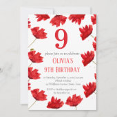 Invitation Rustic Poppy 9e anniversaire Fleur sauvage Rouge F (Devant)