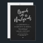 Invitation Rustic Post mariage, Brunch avec les jeunes mariés<br><div class="desc">Planifier un brunch avec les jeunes mariés le lendemain du mariage ? Invités Invitations avec ce "Brunch avec les jeunes mariés",  design rustique moderne noir et blanc thème Post Mariage Brunch Invitation Card. Ajoutez votre bonheur après les détails de la fête du brunch. #TeeshaDerrick</div>