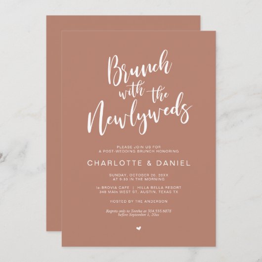 Invitation Rustic Post mariage, Brunch avec les jeunes mariés (Devant / Derrière)