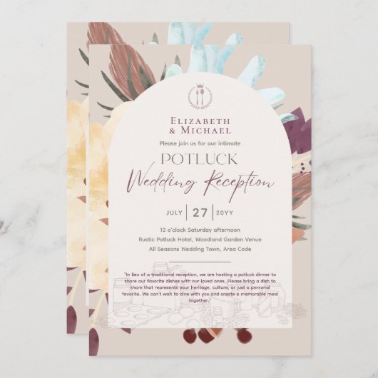 Invitation Rustic POTLUCK Modèle de réception de mariage Invi (Devant / Derrière)