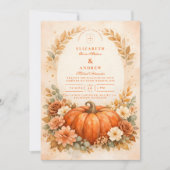Invitation Rustic Pumpkin Floral Fall Wedding (Devant)