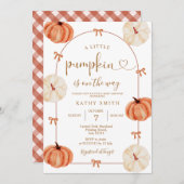 Invitation RUSTIC pumpkin is on the way Baby Shower (Devant / Derrière)