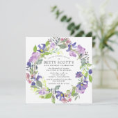 Invitation Rustic Purple et Blue Floral 50e fête d'anniversai (Debout devant)