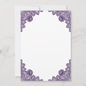 Invitation Rustic Purple Floral Lace Burlap Hearts Wedding (Dos)