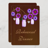 Invitation Rustic Purple Mason Jars Rehearsal Dîner Invitatio (Devant / Derrière)