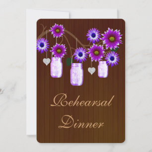 Invitation Rustic Purple Mason Jars Rehearsal Dîner Invitatio