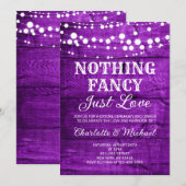 Invitation  Rustic Purple Nothing Fancy Just Love Wedding (Devant / Derrière)