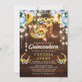 Invitation Rustic Quinceañera 15ème anniversaire Bottes fille (Devant)