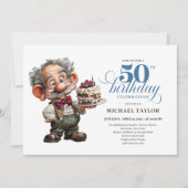 Invitation Rustic Quirky Man 50th Birthday Whimsical Humor (Devant)