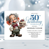 Invitation Rustic Quirky Man 50th Birthday Whimsical Humor