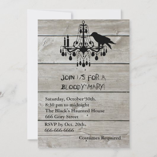 Invitation Rustic Raven Halloween (Devant)