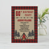 Invitation Rustic Red Buffalo Checks Camping Anniversaire (Debout devant)