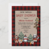 Invitation Rustic Red Buffalo Checks Drive Via Baby shower I (Devant)