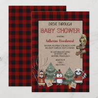 Rustic Red Buffalo Checks Drive Via Baby shower I
