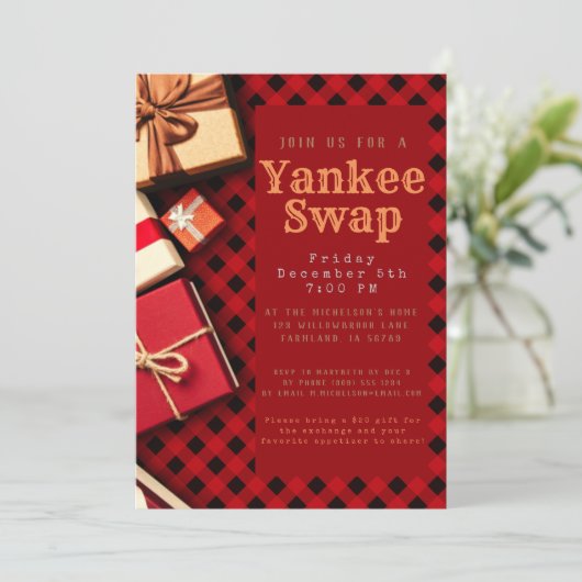 Invitation Rustic Red Buffalo chèque cadeau échange (Debout devant)