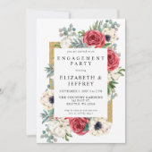 Invitation Rustic Red et Gold Floral (Devant)