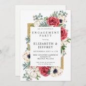 Invitation Rustic Red et Gold Floral (Devant / Derrière)