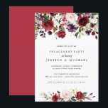 Invitation Rustic Red Floral<br><div class="desc">De beaux arrangements de roses rouges et roses rousses créent une belle invitation à la fête de fiançailles. Le design chic comprend également des fleurs violettes profondes et un riche arrière - plan rouge. La combinaison de couleurs est parfaite pour une fête d'automne ou d'hiver.</div>