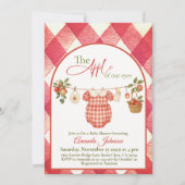 Invitation Rustic Red Gingham Clothesline Apple Baby Shower (Devant)