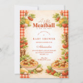 Invitation Rustic Red Gingham Little Meatball Baby Shower (Devant)