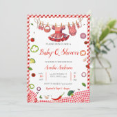 Invitation Rustic Red Gingham Plaid BBQ Baby Shower (Debout devant)