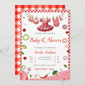 Invitation Rustic Red Gingham Plaid BBQ Baby Shower (Devant / Derrière)