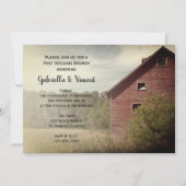 Invitation Rustic Red Grange Country Post Mariage Brunch (Devant)