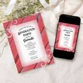 Invitation Rustic Red Grange Wood Floral Farm Graduation Part