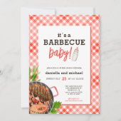 Invitation Rustic Red Grill Barbecue Baby Shower (Devant)
