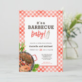 Invitation Rustic Red Grill Barbecue Baby Shower (Debout devant)