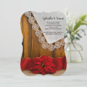 Invitation Rustic Red Poinsettia Mariage d'hiver Enregistrer  (Debout devant)