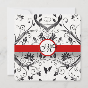 Invitation Rustic Red Romantic Damask Butterfly Wedding